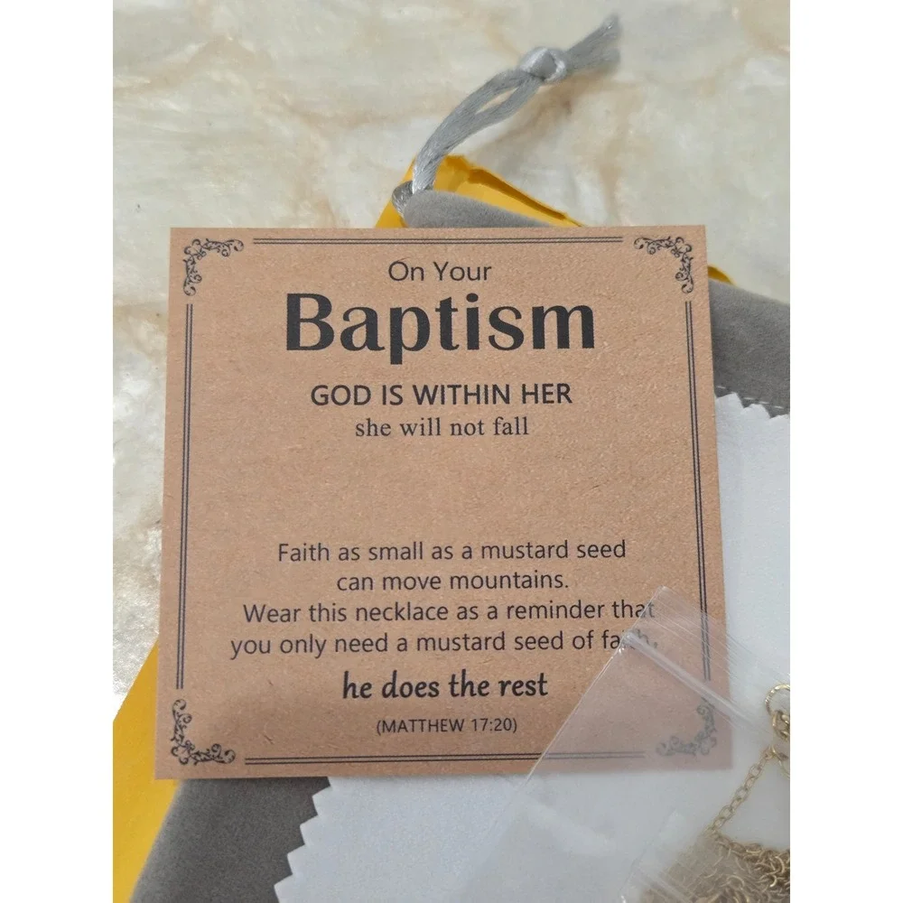 Baptism Mustard Seed Mountain Necklace Faith Religious Gift‎ Matthew 17:20